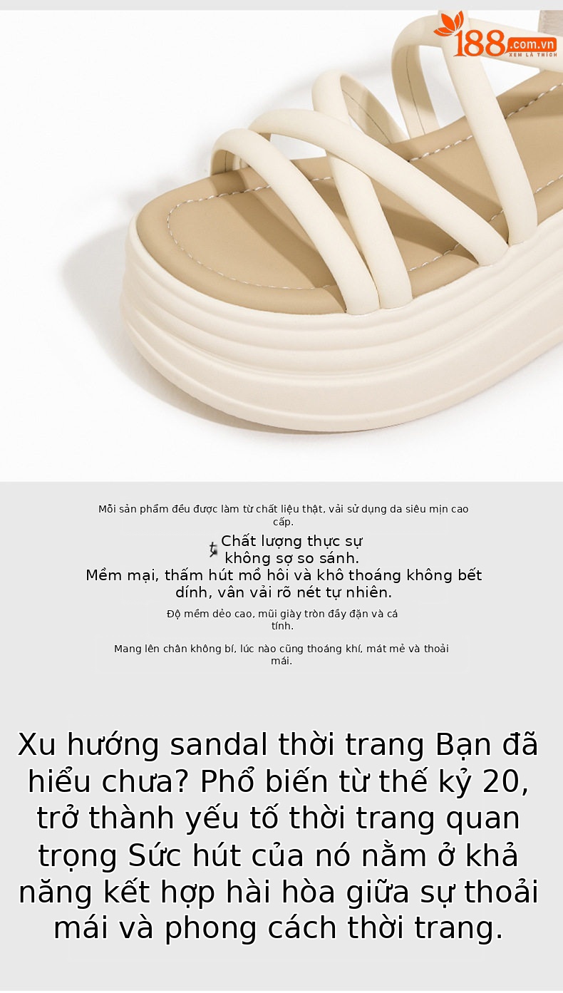 Sandal xỏ ngón nữ đế bệt chống trượt mùa hè — Đen, Len nguyên chất chi tiết 7