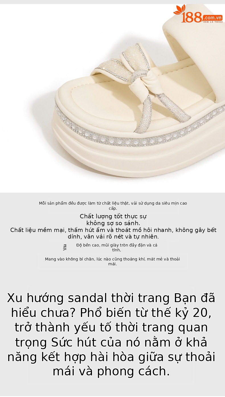 Dép sandal nữ đế dày platform phong cách La Mã, mũi tròn, quai chữ V đơn giản — Đen, Len nguyên chất chi tiết 7