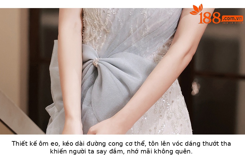 Đầm dạ hội cao cấp nữ thiết kế sang trọng, phù hợp sinh nhật, đám cưới, dẫn chương trình — Màu xanh lam chi tiết 17