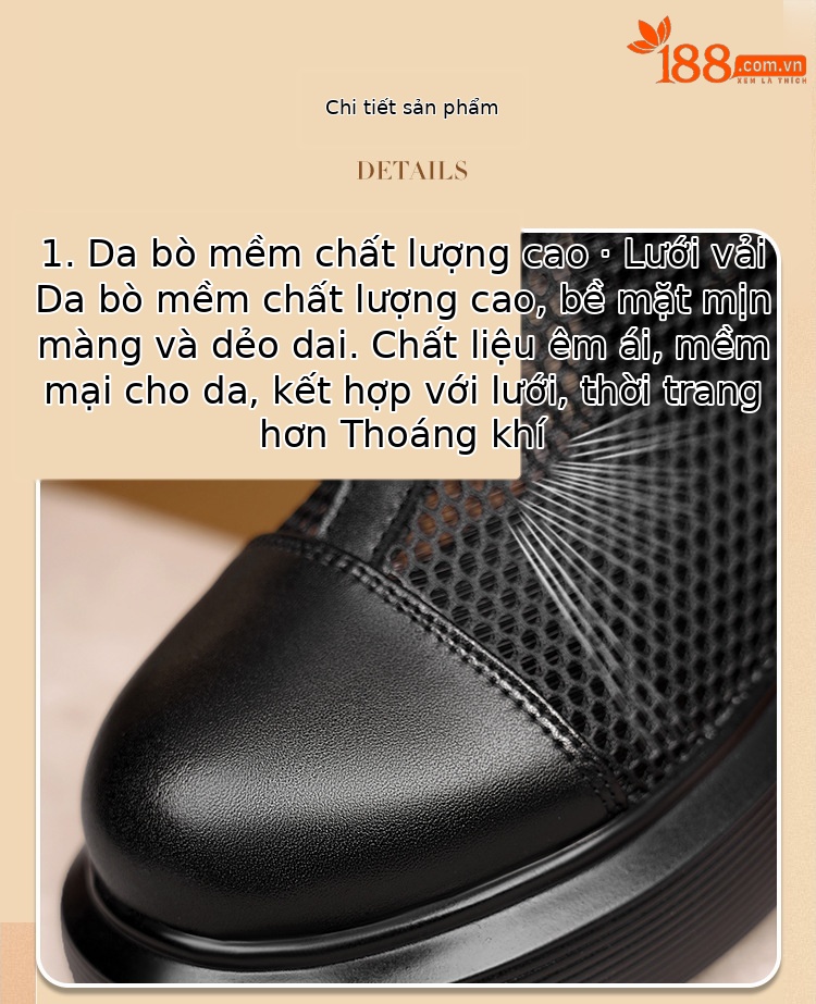 Boot lưới nữ cổ thấp thoáng khí mùa hè phong cách Martin — Màu đen chi tiết 4