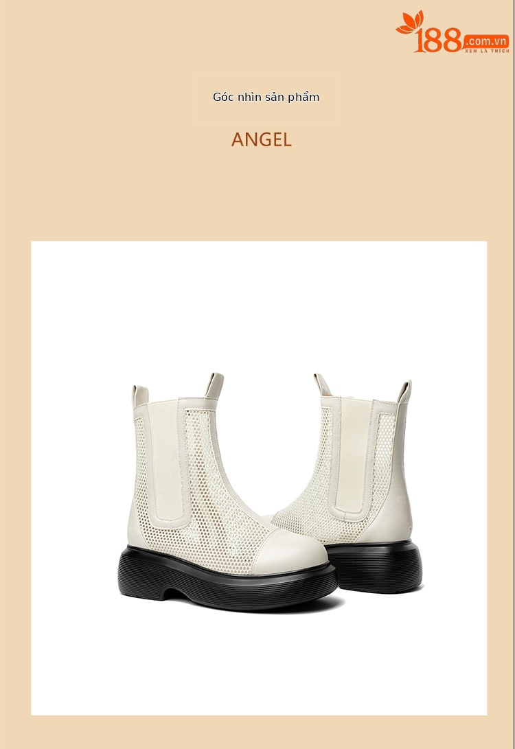 Boot lưới nữ cổ thấp thoáng khí mùa hè phong cách Martin — Màu đen chi tiết 21