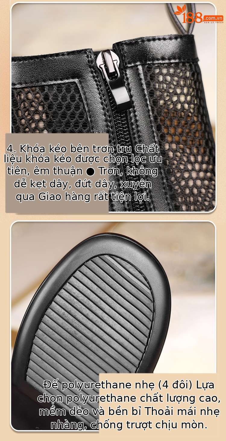 Boot lưới nữ cổ thấp thoáng khí mùa hè phong cách Martin — Màu đen chi tiết 6