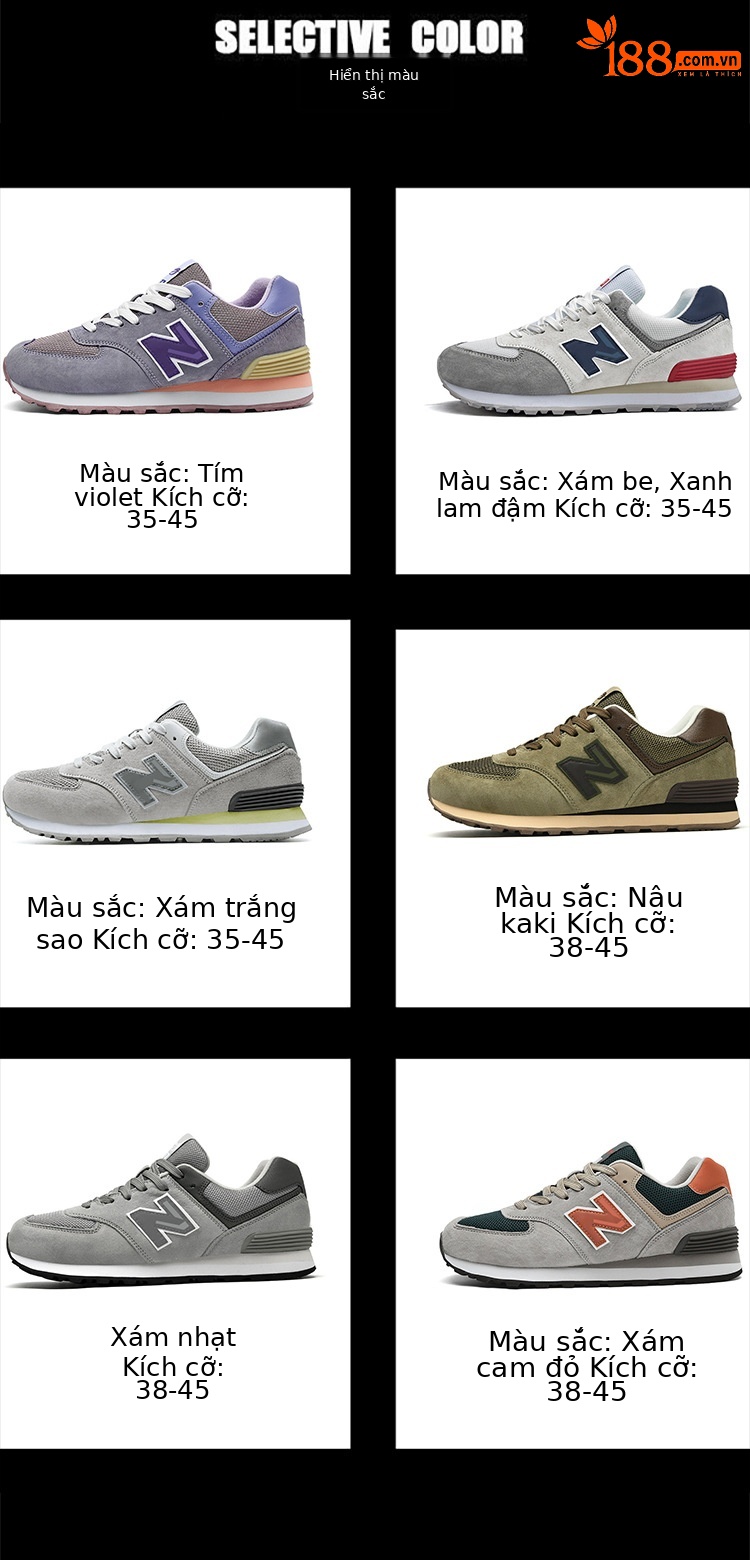 Giày sneaker nữ chạy bộ mesh thoáng mát phong cách Balance 574 — P574 Ngôi Sao Xám Trắng chi tiết 10