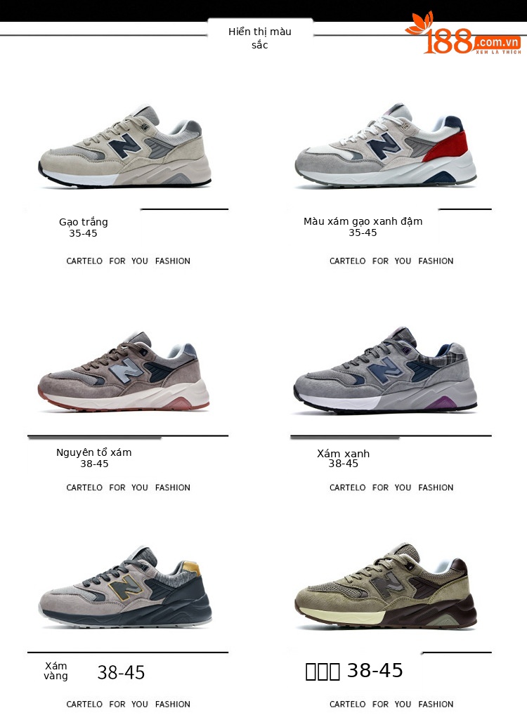 Giày sneaker nam da thật cổ điển NB580 đế dày — p 580m màu trắng chi tiết 4