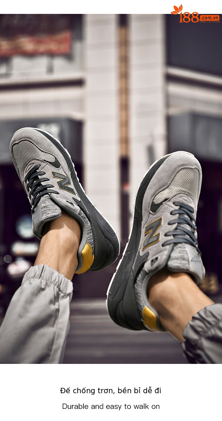 Giày sneaker nam da thật cổ điển NB580 đế dày — p 580m màu trắng chi tiết 11