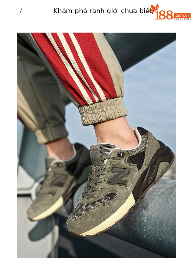 Giày sneaker nam da thật cổ điển NB580 đế dày — p 580m màu trắng chi tiết 16