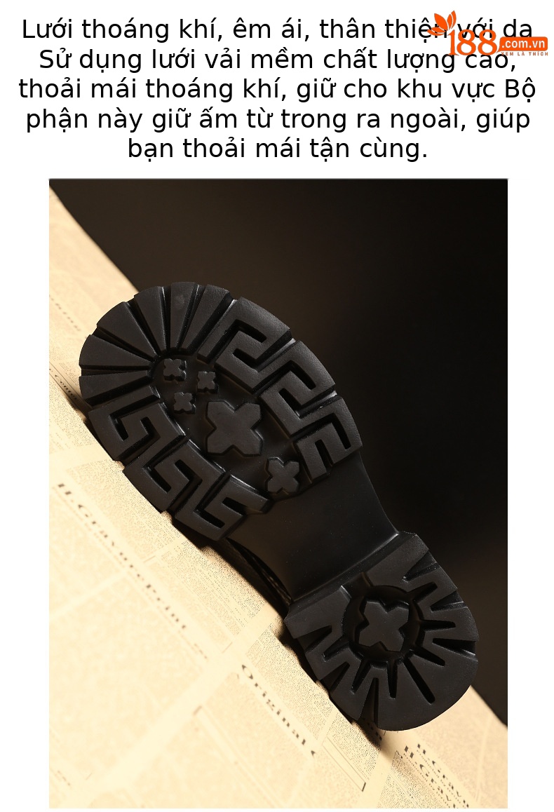 Boot martin nữ đục lỗ đế dày gót thô ML5988-1 — Màu be, Màu đen chi tiết 6