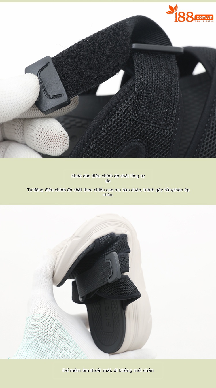 Dép sandal nữ quai chữ V đế dày thể thao co giãn size lớn — Màu đen, Màu hồng, Màu mơ chi tiết 4