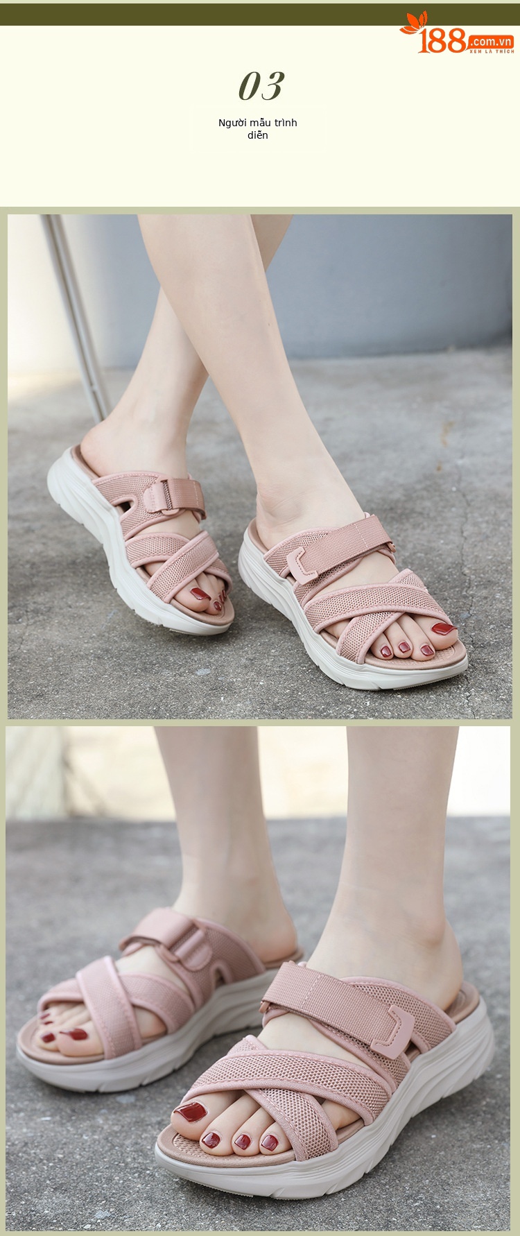 Dép sandal nữ quai chữ V đế dày thể thao co giãn size lớn — Màu đen, Màu hồng, Màu mơ chi tiết 5