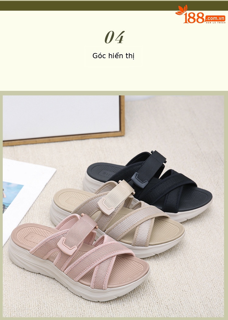 Dép sandal nữ quai chữ V đế dày thể thao co giãn size lớn — Màu đen, Màu hồng, Màu mơ chi tiết 13