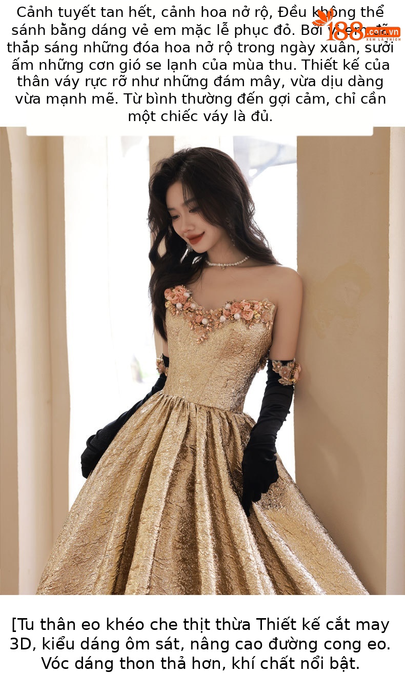 Đầm dạ hội ôm body dáng dài, thiết kế cổ V sâu, tay sát nách, phong cách vintage — Vàng Qidi (không bao gồm găng tay), Màu vàng cộng với găng tay chi tiết 3