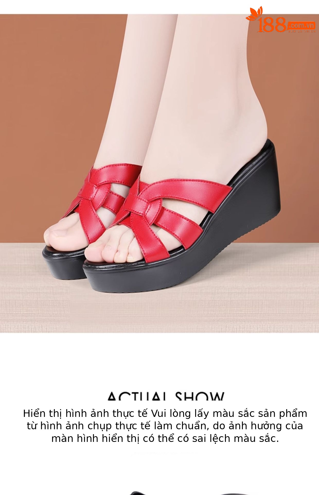 Dép sandal nữ xỏ ngón đế xuồng mềm, hở mũi, platform 6 cm, mới hè 2025 — Màu đen 6cm, Màu trắng 6cm, Màu đỏ 6cm chi tiết 13