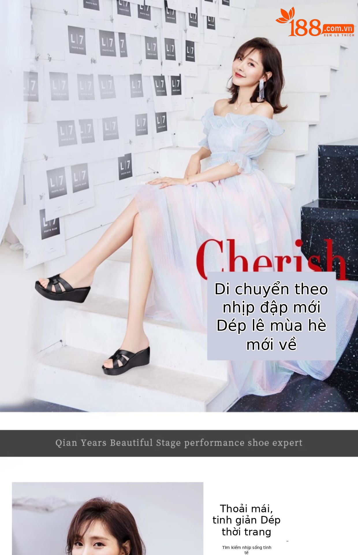 Dép sandal nữ xỏ ngón đế xuồng mềm, hở mũi, platform 6 cm, mới hè 2025 — Màu đen 6cm, Màu trắng 6cm, Màu đỏ 6cm chi tiết 1