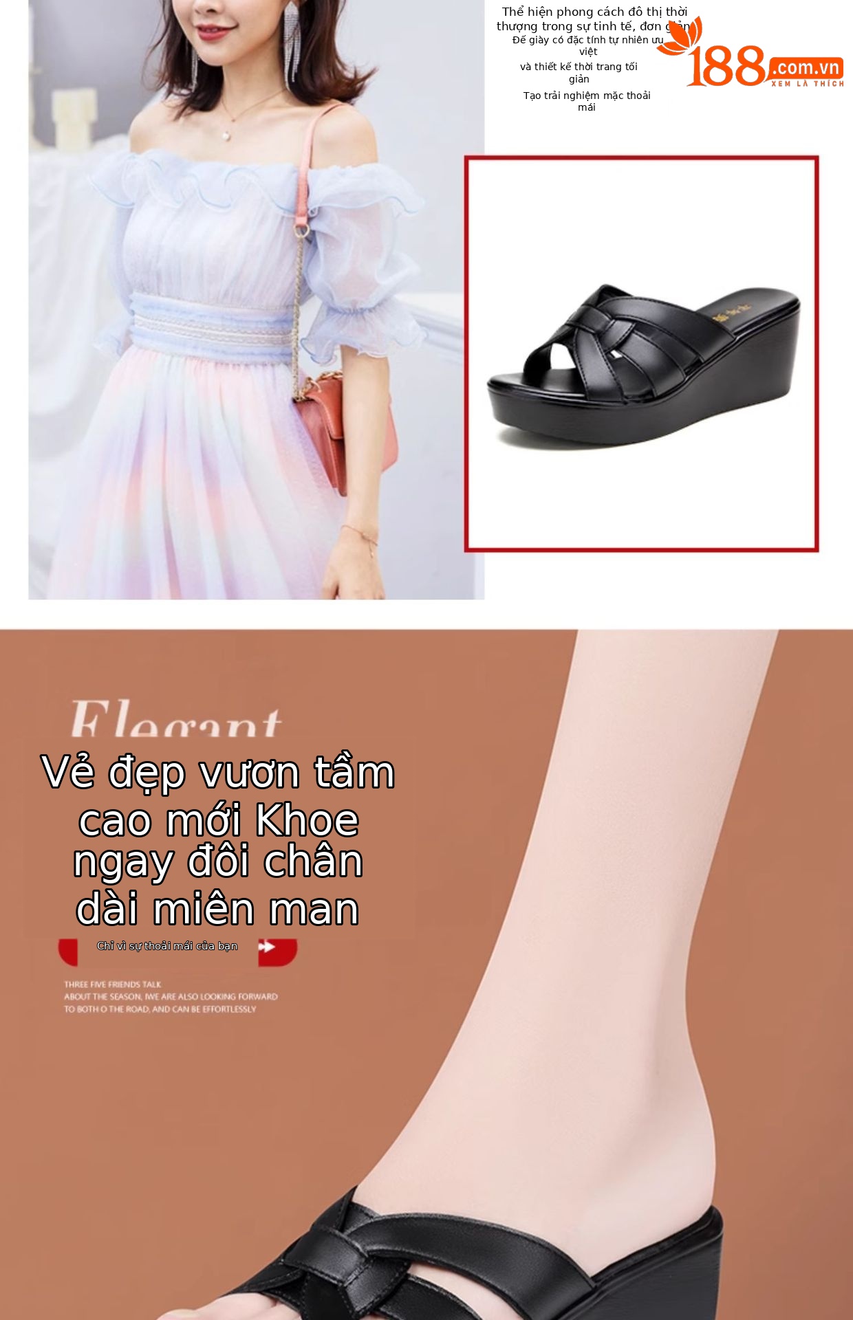 Dép sandal nữ xỏ ngón đế xuồng mềm, hở mũi, platform 6 cm, mới hè 2025 — Màu đen 6cm, Màu trắng 6cm, Màu đỏ 6cm chi tiết 2