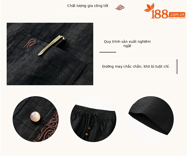 Áo thun tay ngắn lụa tơ tằm mùa hè cổ đứng dáng rộng — 86003 quần chi tiết 7
