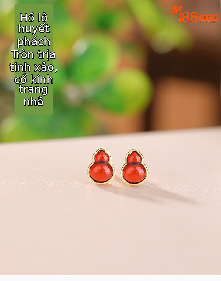 Bông tai bạc S925 mạ vàng hình hươu đính hổ phách máu cổ điển — Kiểu màu bạc chi tiết 1