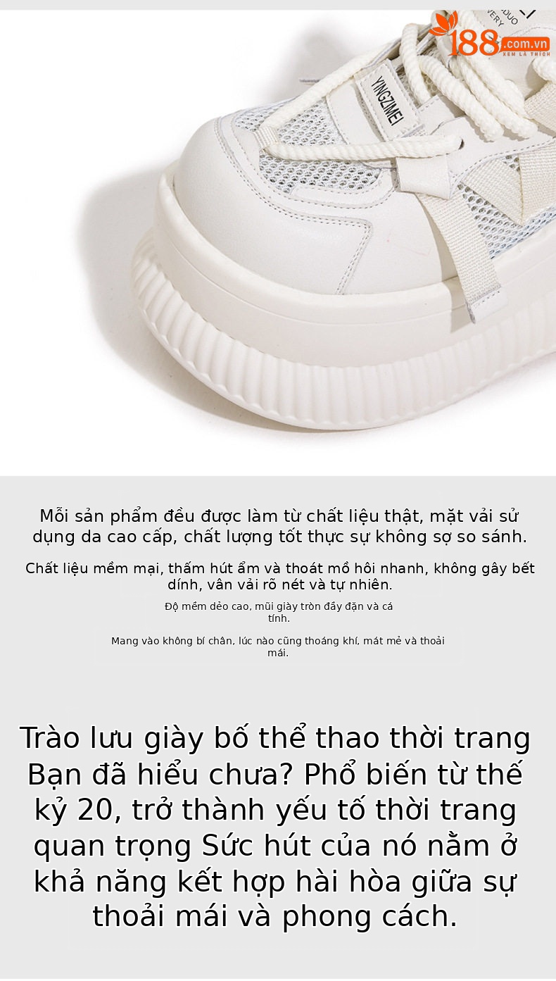 Giày platform nữ đế xuồng cao gót 8cm, dây buộc lưới thoáng khí — Len sạch, Đen chi tiết 7