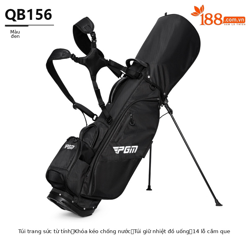 Túi đựng gậy golf PGM chống nước có chân đế gập, kích thước 127x35x35 cm — QB156-Màu đen, QB156-màu xanh đậm, QB156-Màu xám
