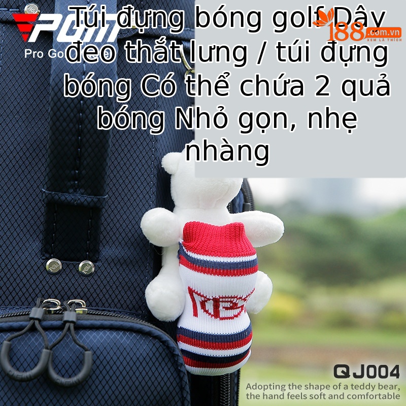 Túi đựng bóng golf PGM mini hình thú kẹp búp bê, chứa 2 quả, nhỏ gọn nhẹ — QJ004-bộ bóng gấu, QJ006-Thỏ