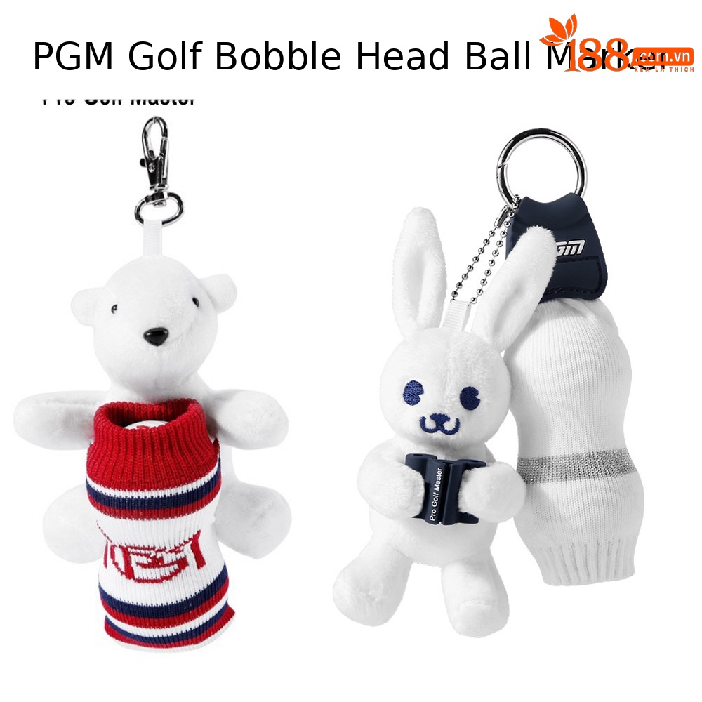 Túi đựng bóng golf PGM mini hình thú kẹp búp bê, chứa 2 quả, nhỏ gọn nhẹ — QJ004-bộ bóng gấu, QJ006-Thỏ