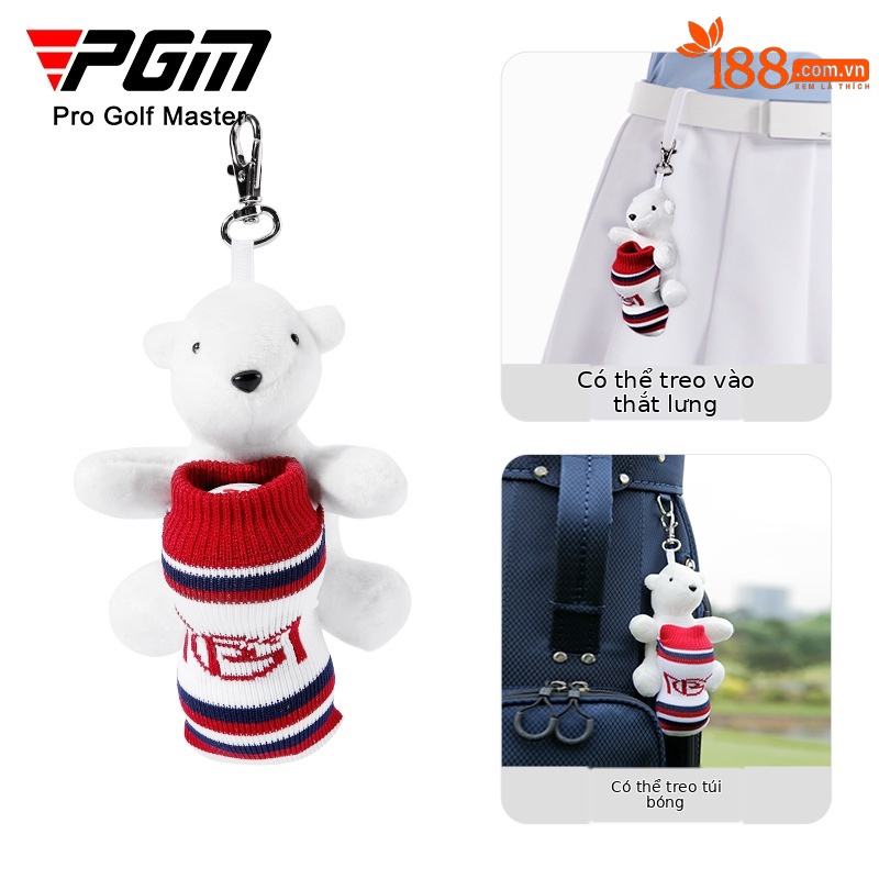 Túi đựng bóng golf PGM mini hình thú kẹp búp bê, chứa 2 quả, nhỏ gọn nhẹ — QJ004-bộ bóng gấu, QJ006-Thỏ
