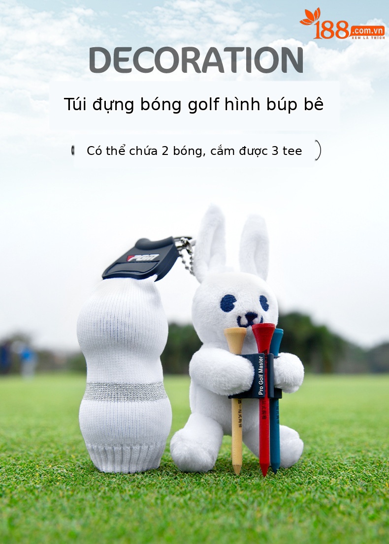 Túi đựng bóng golf PGM mini hình thú kẹp búp bê, chứa 2 quả, nhỏ gọn nhẹ — QJ004-bộ bóng gấu, QJ006-Thỏ chi tiết 17