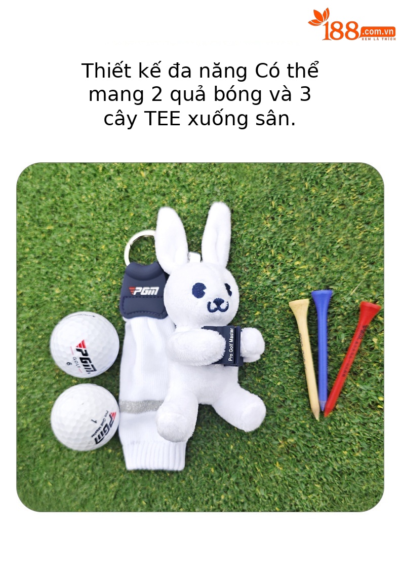 Túi đựng bóng golf PGM mini hình thú kẹp búp bê, chứa 2 quả, nhỏ gọn nhẹ — QJ004-bộ bóng gấu, QJ006-Thỏ chi tiết 18