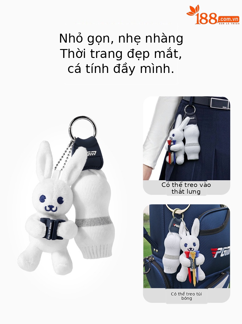 Túi đựng bóng golf PGM mini hình thú kẹp búp bê, chứa 2 quả, nhỏ gọn nhẹ — QJ004-bộ bóng gấu, QJ006-Thỏ chi tiết 19