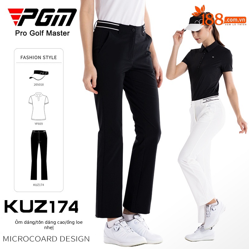 Quần golf nữ ống loe PGM phiên bản Hàn Quốc, thiết kế micro loe tôn dáng — KUZ174-Quần trắng [Micro loe/mỏng/cao], KUZ174-Quần đen [Micro loe/mỏng/cao]