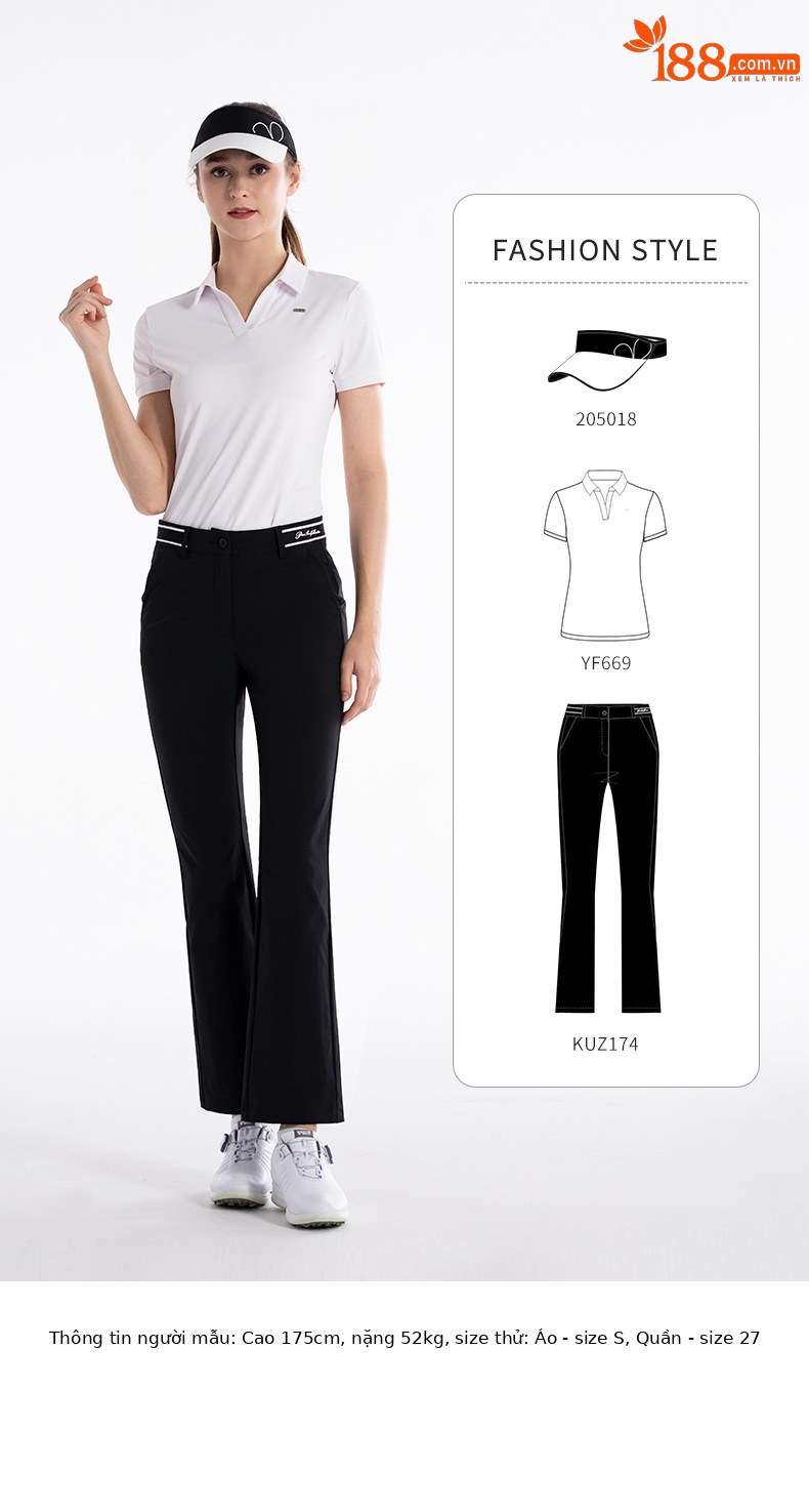 Quần golf nữ ống loe PGM phiên bản Hàn Quốc, thiết kế micro loe tôn dáng — KUZ174-Quần trắng [Micro loe/mỏng/cao], KUZ174-Quần đen [Micro loe/mỏng/cao] chi tiết 6