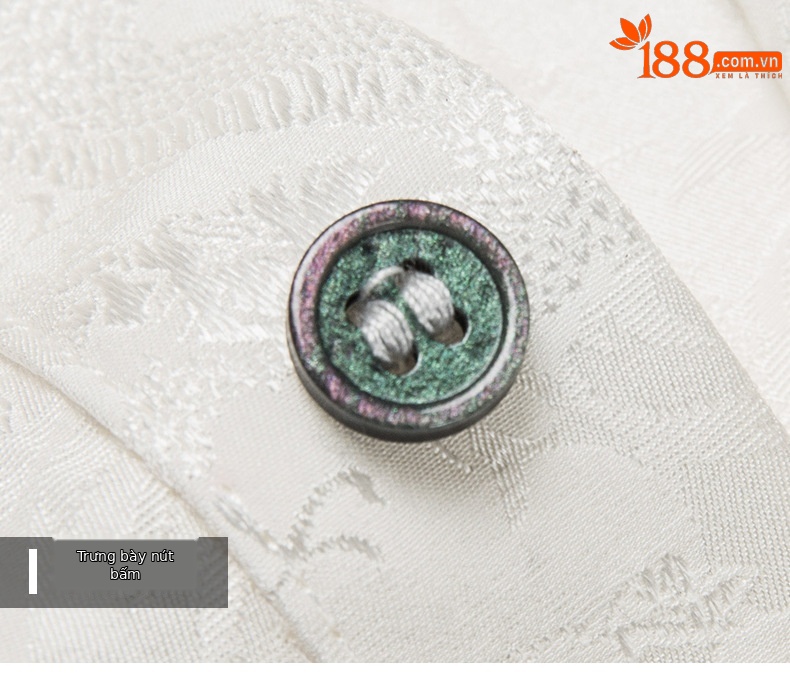 Áo polo nam tay ngắn cổ lật chất lụa dâu tằm mùa hè — Trắng be 6126 chi tiết 13