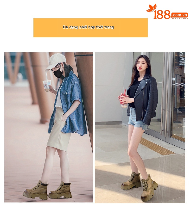 Boot Martin nữ mùa hè 2026 da đục lỗ lưới thoáng khí phong cách retro châu Âu cổ thấp — Mẫu đục lỗ màu vàng M2565, Mẫu lưới màu be M2565-1, Mẫu đục lỗ màu be M2565, Mẫu lưới trong suốt màu vàng M2565-1 chi tiết 7