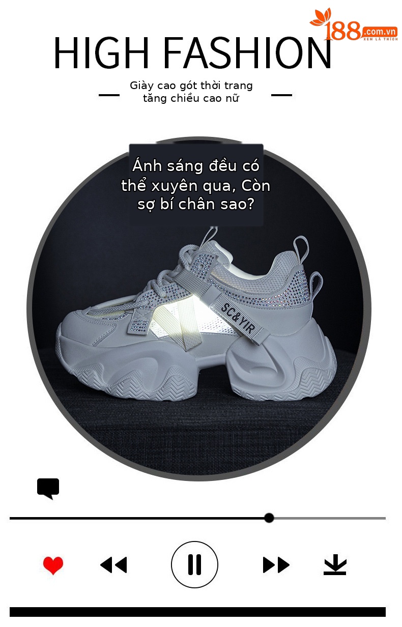 Giày sneaker nữ chunky đế dày tăng chiều cao 8cm buộc dây thời trang — M2566 màu be, M2566 màu hồng chi tiết 5