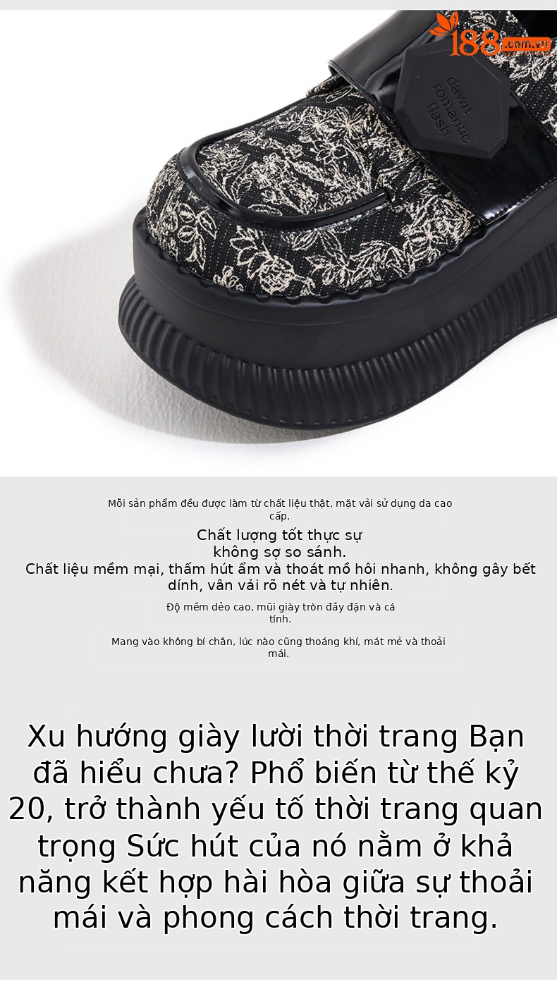 Giày lười nữ mũi tròn đế xu hướng gót cao 8 cm — Hắc chi tiết 7