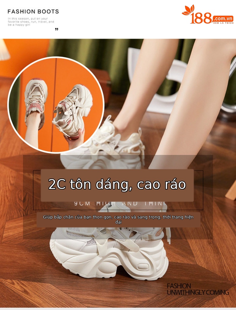 Sandal cao gót nữ hở mũi quai ngang đế xuồng gót 8 cm — Gạo vàng, Mơ chi tiết 8