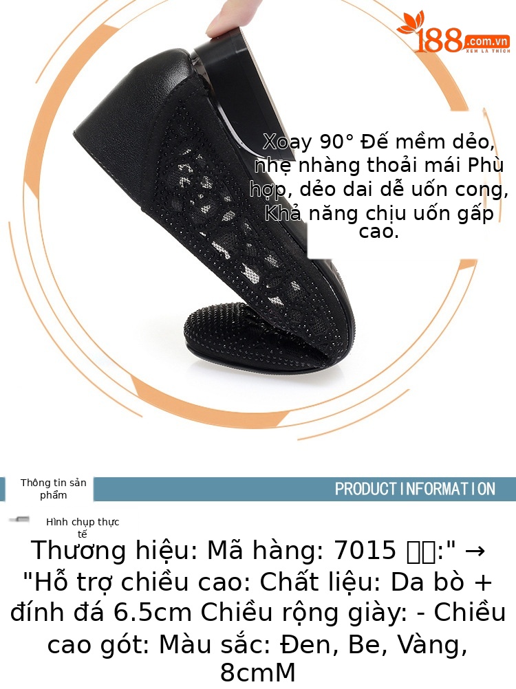 Sandal lưới bít mũi da thật gót vuông thoáng khí đế mềm — Màu be chi tiết 3