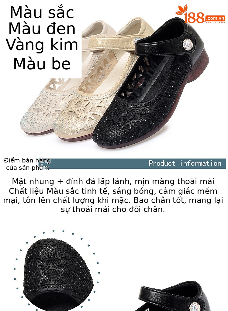 Sandal nữ đế bệt da thật mặt lưới thoáng mát — Màu be chi tiết 6
