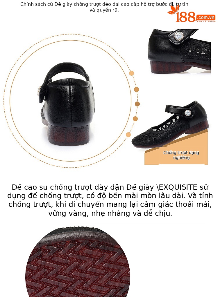 Sandal nữ đế bệt da thật mặt lưới thoáng mát — Màu be chi tiết 8
