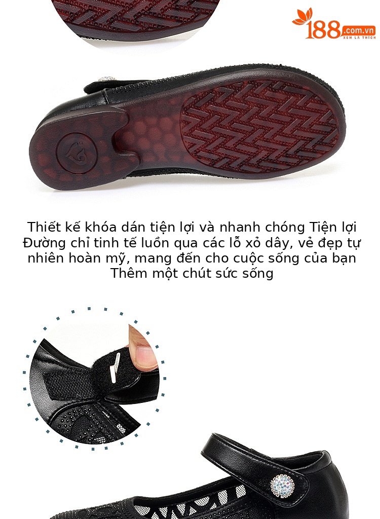 Sandal nữ đế bệt da thật mặt lưới thoáng mát — Màu be chi tiết 9