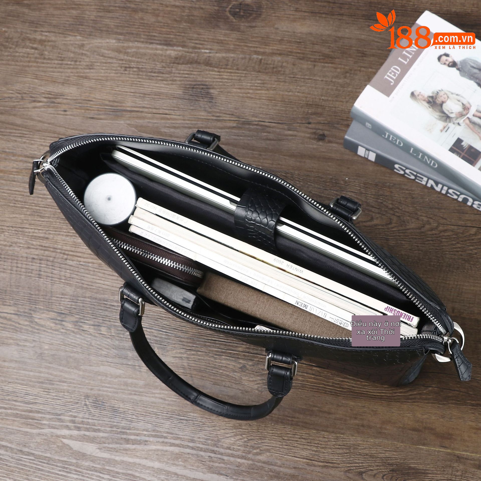 Cặp da nam công sở họa tiết vảy cá sấu đeo chéo đeo vai nhiều ngăn đệm laptop