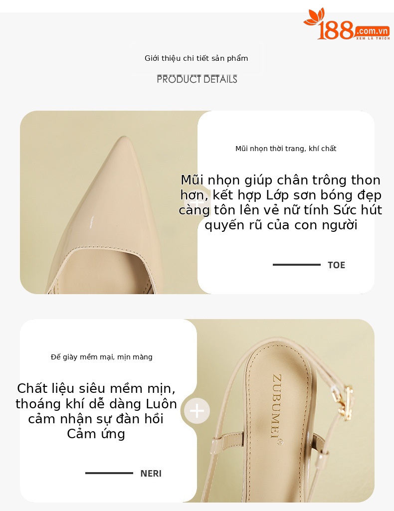 Giày sandal nữ hở mũi mũi nhọn gót nhọn cao thiết kế độc đáo — Màu đen chi tiết 2