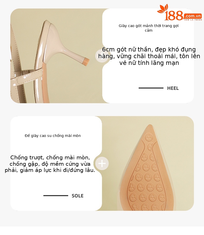 Giày sandal nữ hở mũi mũi nhọn gót nhọn cao thiết kế độc đáo — Màu đen chi tiết 3