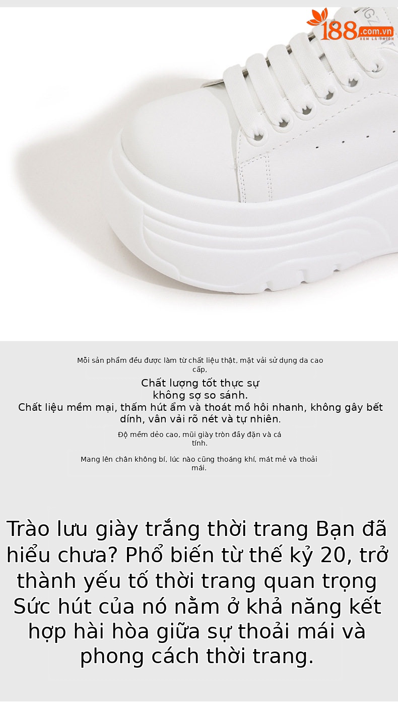 Giày sneaker nữ chunky đế dày màu trắng phong cách thể thao — Trắng, đen, Bạc chi tiết 7