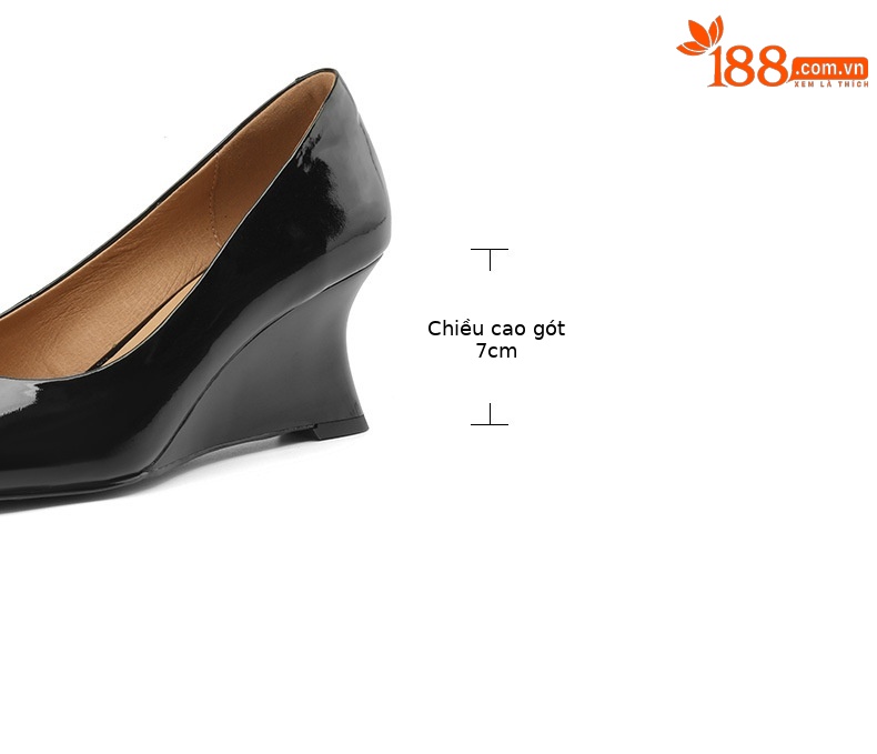Giày cao gót nữ mũi nhọn đế xuồng da bò, kiểu dáng thời trang, gót 7 cm — Màu đen chi tiết 3