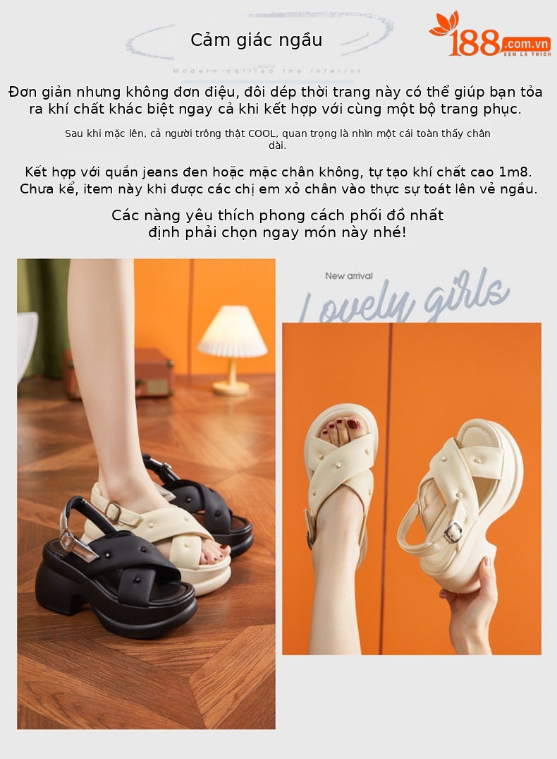 Dép sandal nữ quai chữ V đế PU mềm mại phong cách thể thao — Len tinh khiết, Đen chi tiết 3