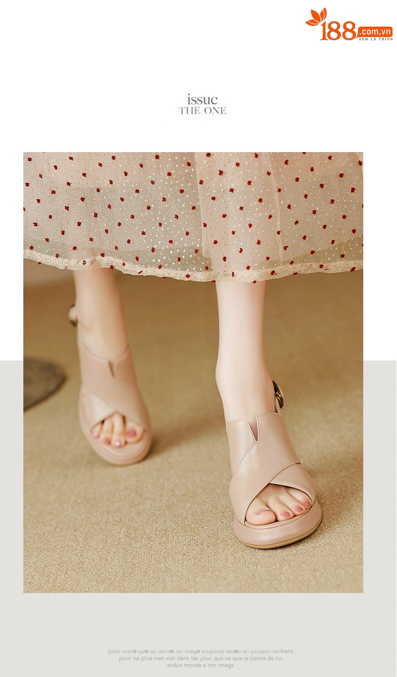 Sandal cao gót nữ quai ngang hở ngón da cừu cao cấp gót 10 cm — Màu đen chi tiết 6