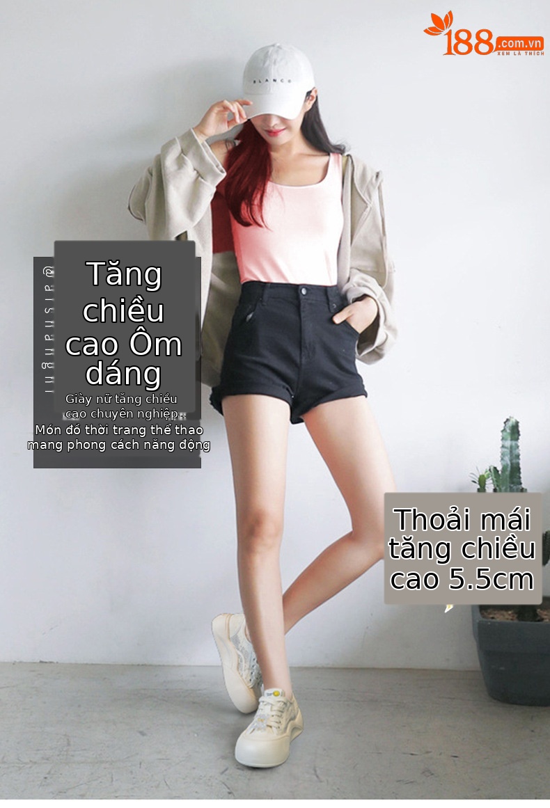 Giày sneaker nữ chunky đế dày mũi tròn phong cách Pháp — M2569 màu be, M2569 màu đen chi tiết 1