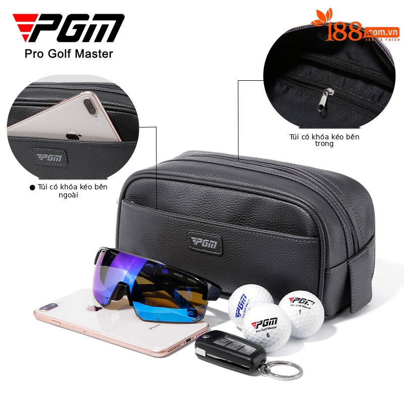 Túi cầm tay Golf PGM nam dung tích lớn 25x12x12 cm — SOB012-Màu đen
