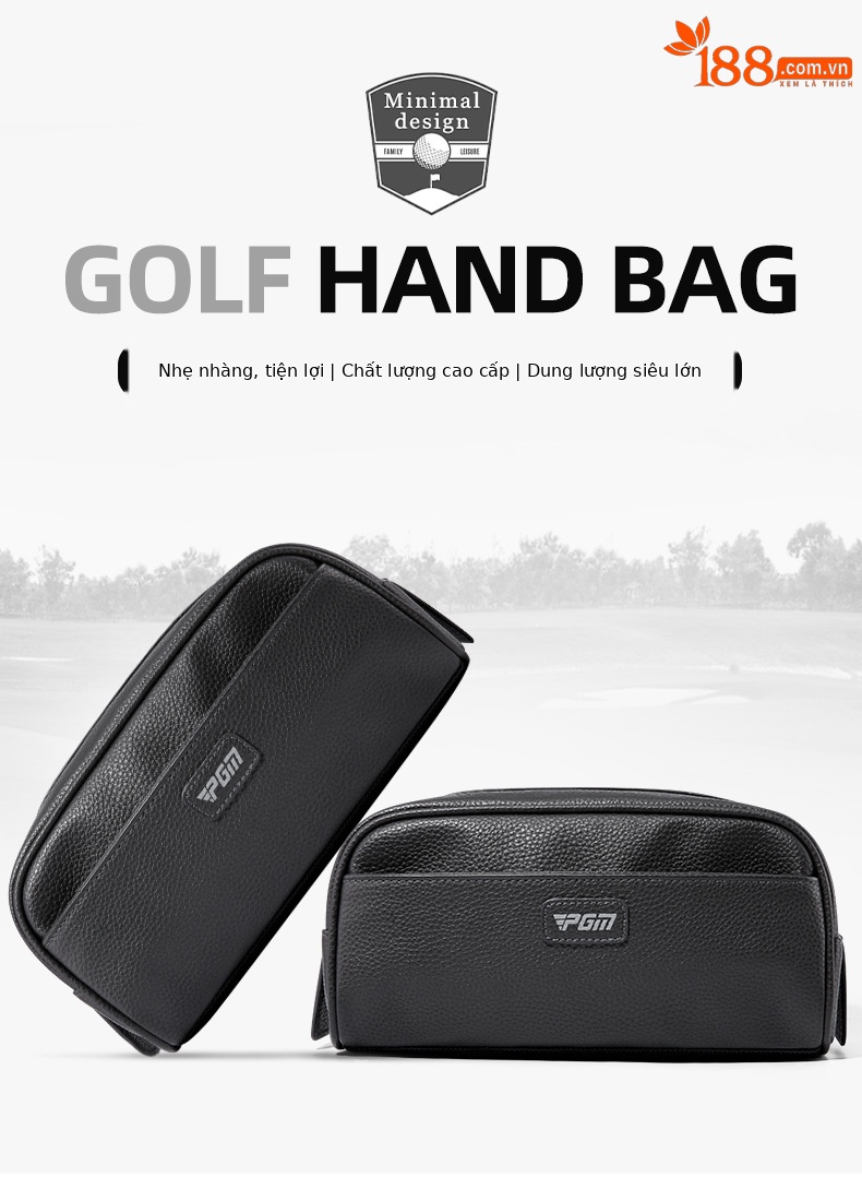 Túi cầm tay Golf PGM nam dung tích lớn 25x12x12 cm — SOB012-Màu đen chi tiết 2