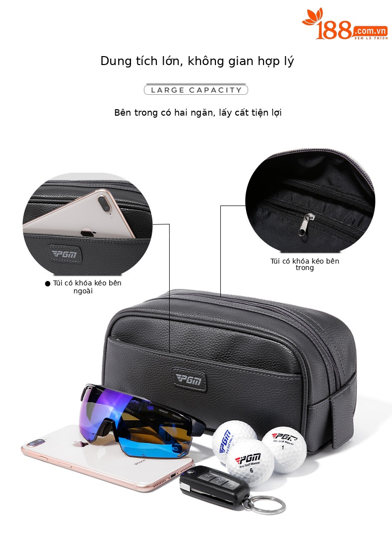 Túi cầm tay Golf PGM nam dung tích lớn 25x12x12 cm — SOB012-Màu đen chi tiết 4